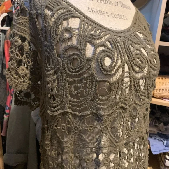 Olive Green Lace Tunic #48 - Picture 2 of 5